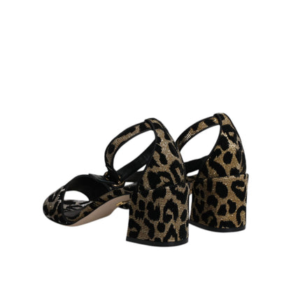Dolce & Gabbana Gold Leopard Lurex Ankle Strap Heels Sandals Shoes Dolce & Gabbana