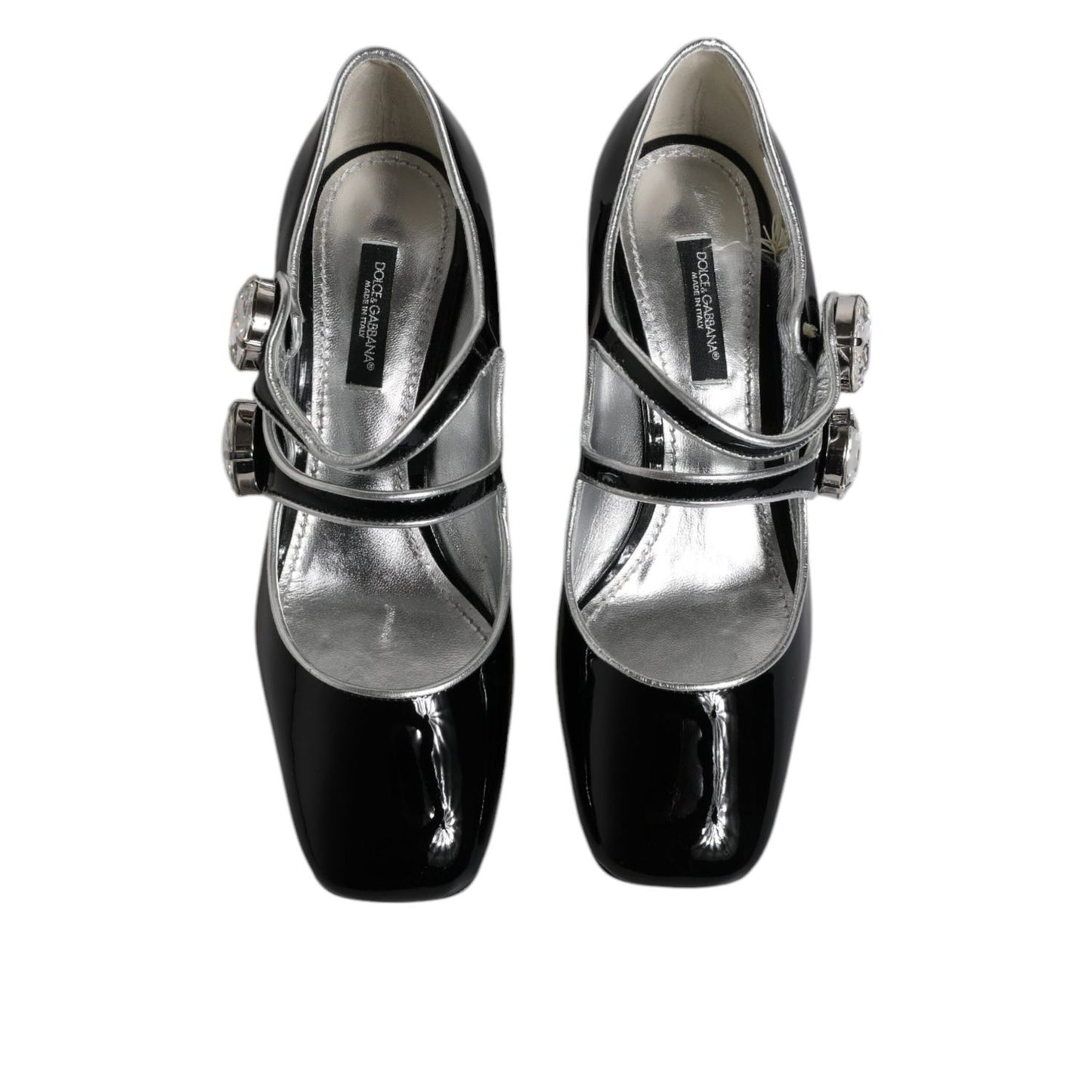 Dolce & Gabbana Black Patent Leather Crystal Mary Jane Pumps Shoes Dolce & Gabbana