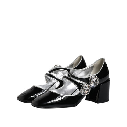 Dolce & Gabbana Black Patent Leather Crystal Mary Jane Pumps Shoes Dolce & Gabbana