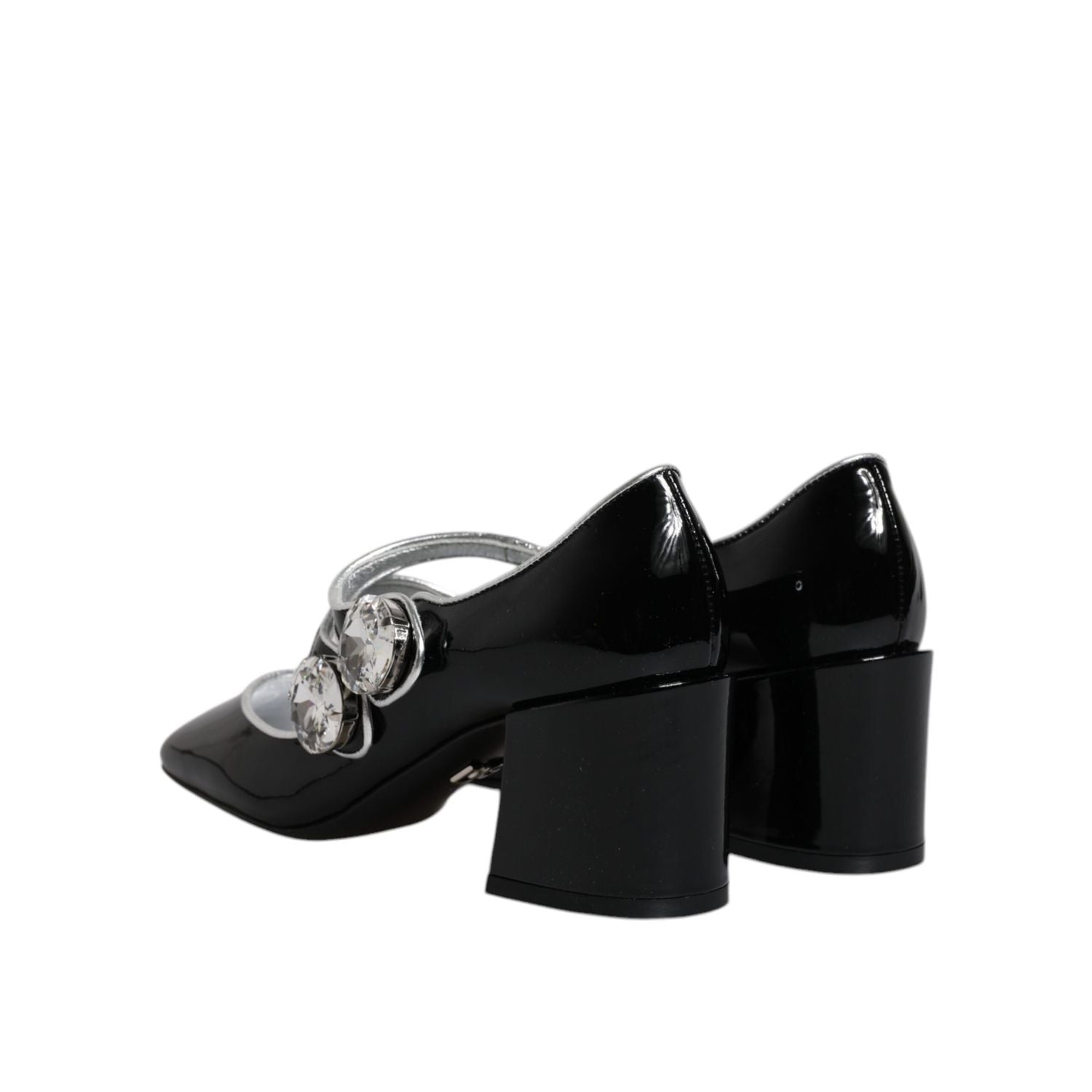 Dolce & Gabbana Black Patent Leather Crystal Mary Jane Pumps Shoes