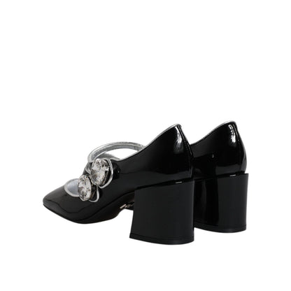 Dolce & Gabbana Black Patent Leather Crystal Mary Jane Pumps Shoes Dolce & Gabbana