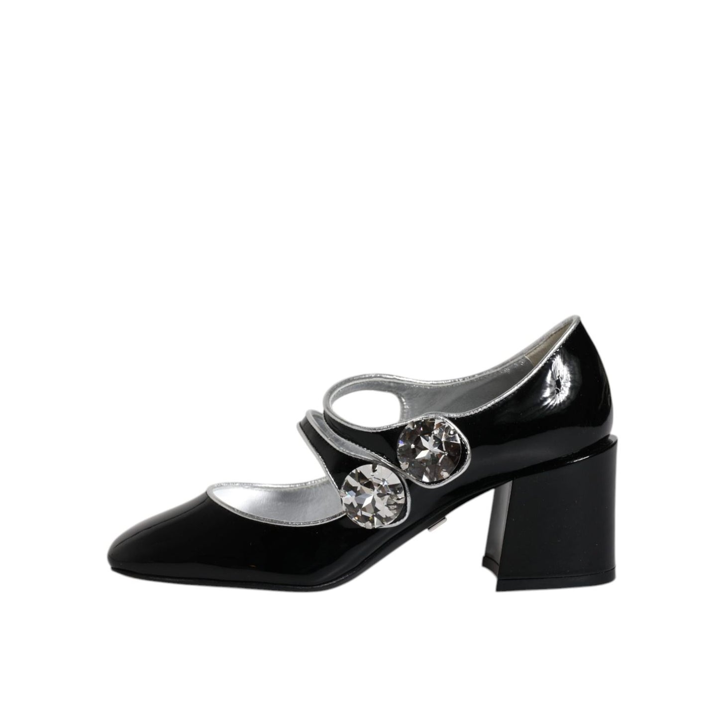 Dolce & Gabbana Black Patent Leather Crystal Mary Jane Pumps Shoes Dolce & Gabbana