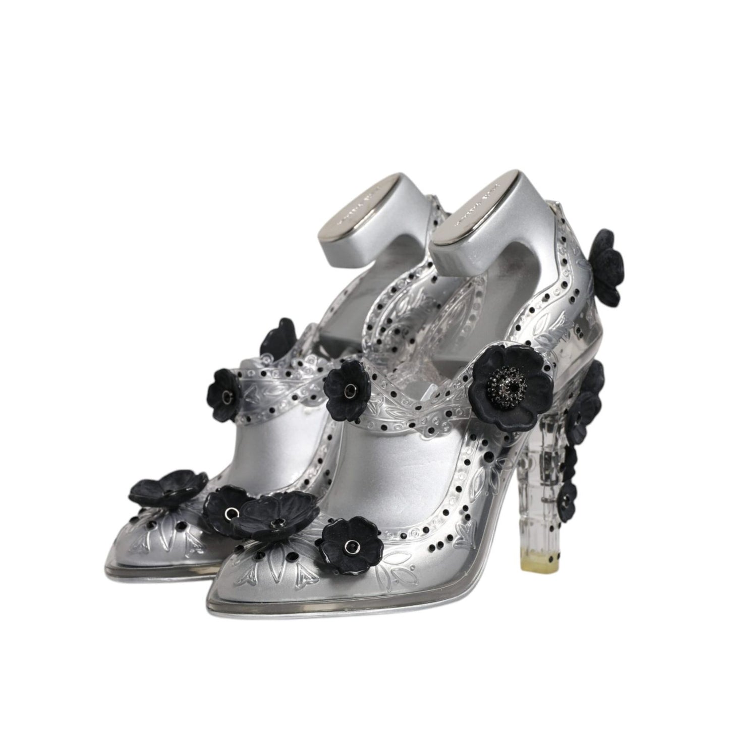 Dolce & Gabbana Clear Floral Crystal CINDERELLA Heels Shoes Dolce & Gabbana