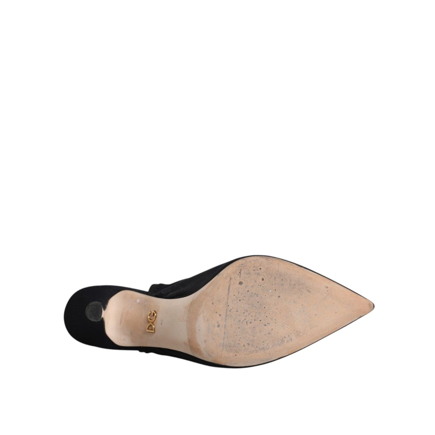 Dolce & Gabbana Black Jersey Stretch Heels Slingback Shoes