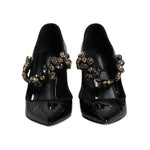 Dolce & Gabbana Black Leather Crystal Mary Jane Pumps Shoes