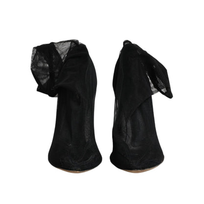 Dolce & Gabbana Black Nylon Stretch Mesh Sock Boots Shoes