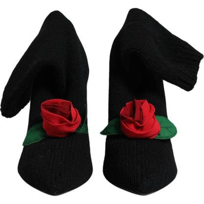 Dolce & Gabbana Black Stiletto Heels Mid Calf Boots Shoes