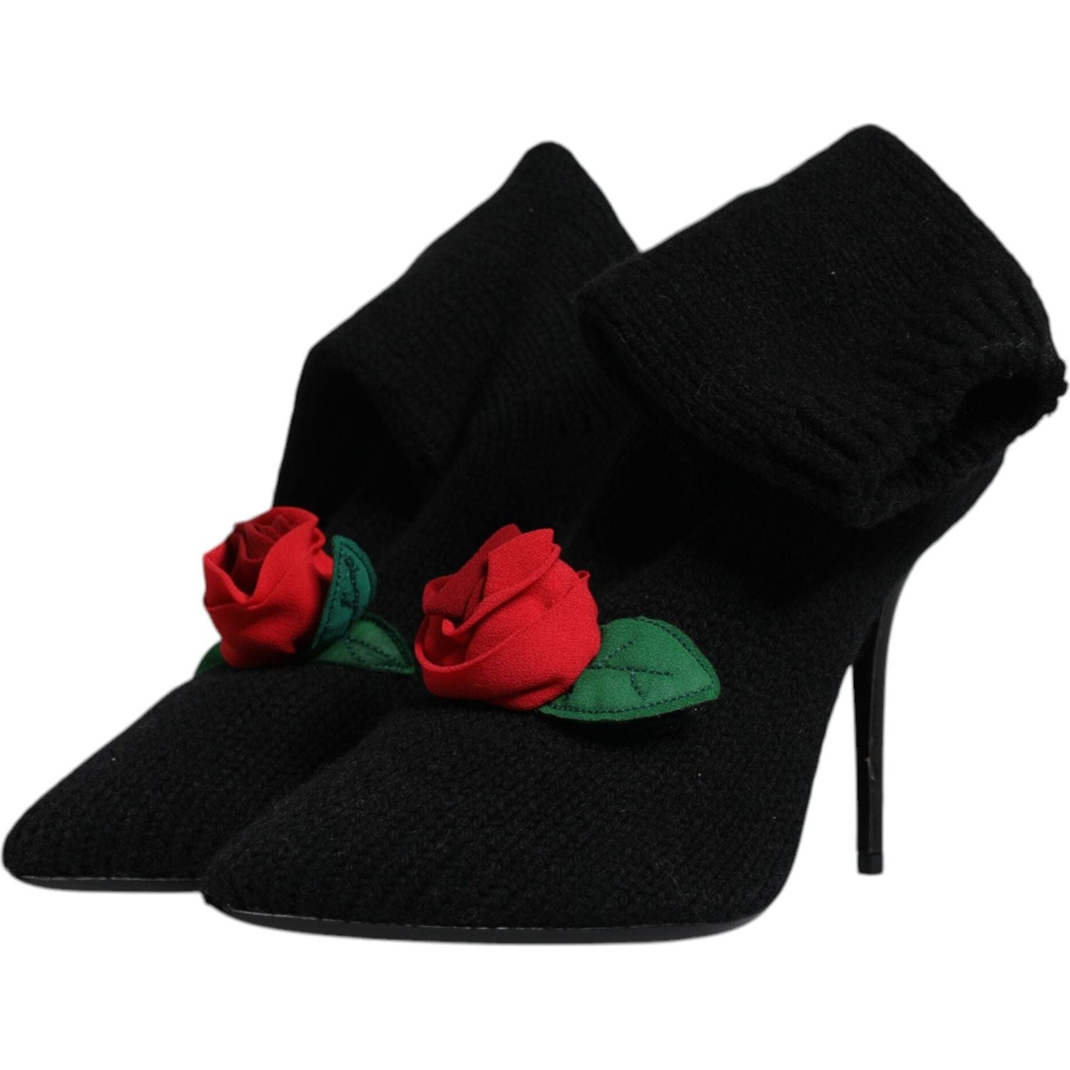 Dolce & Gabbana Black Stiletto Heels Mid Calf Boots Shoes