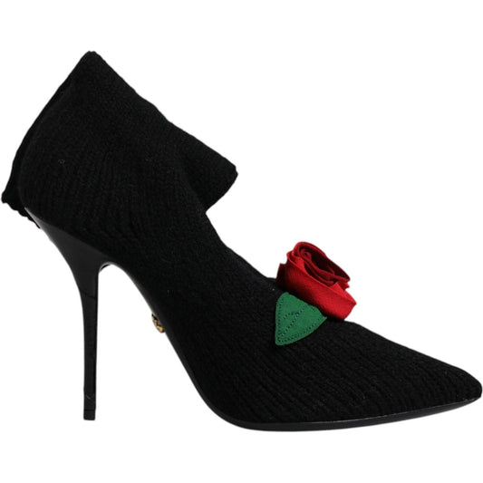 Dolce & Gabbana Black Stiletto Heels Mid Calf Boots Shoes