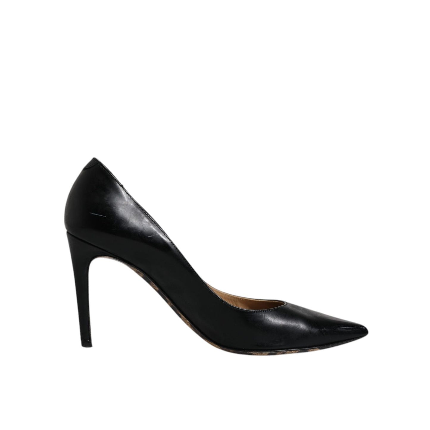 Dolce & Gabbana Black Calf Leather Stiletto Heels Pumps Shoes