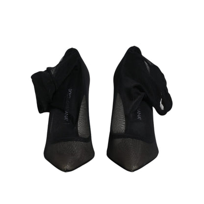 Dolce & Gabbana Black Viscose Mesh Sock Style Boots Shoes Dolce & Gabbana