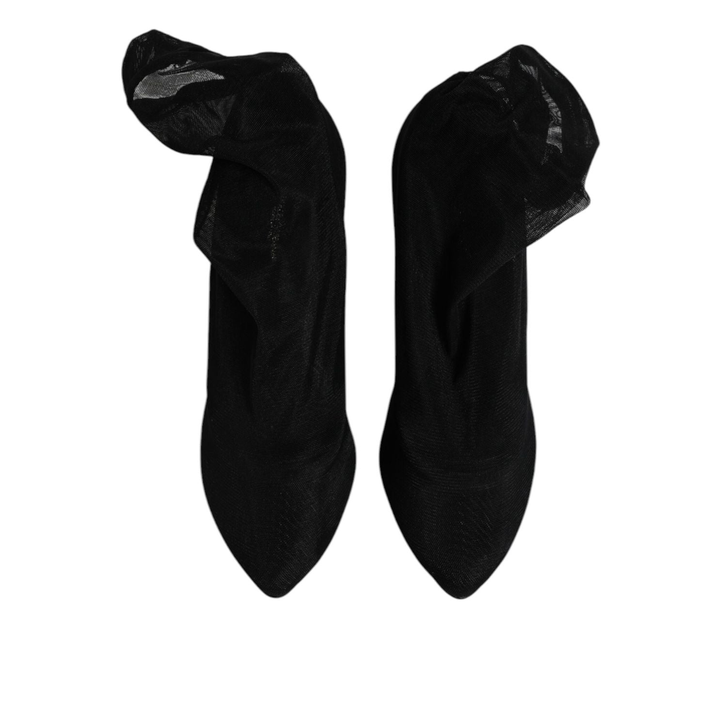 Dolce & Gabbana Black Silk Mesh Sock Style Boots Shoes