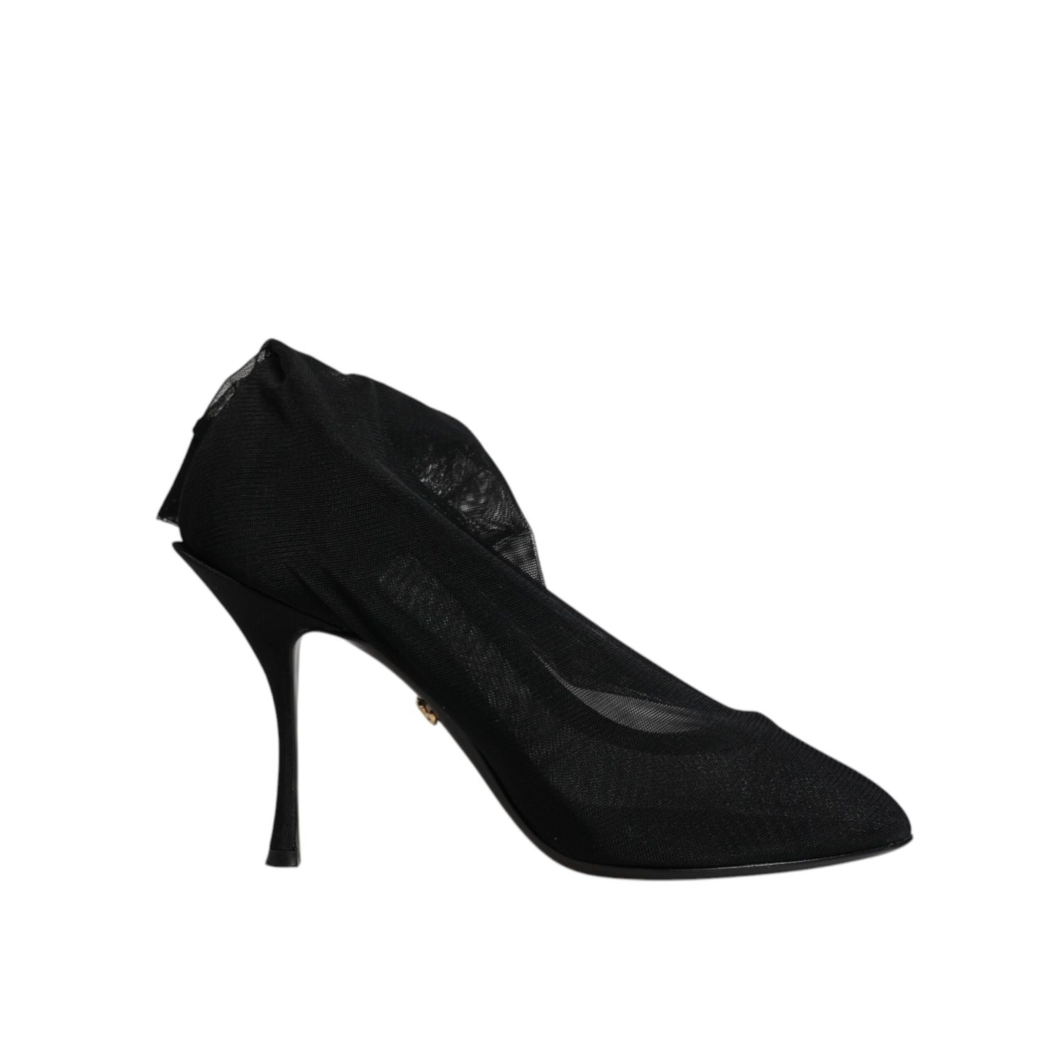 Dolce & Gabbana Black Silk Mesh Sock Style Boots Shoes