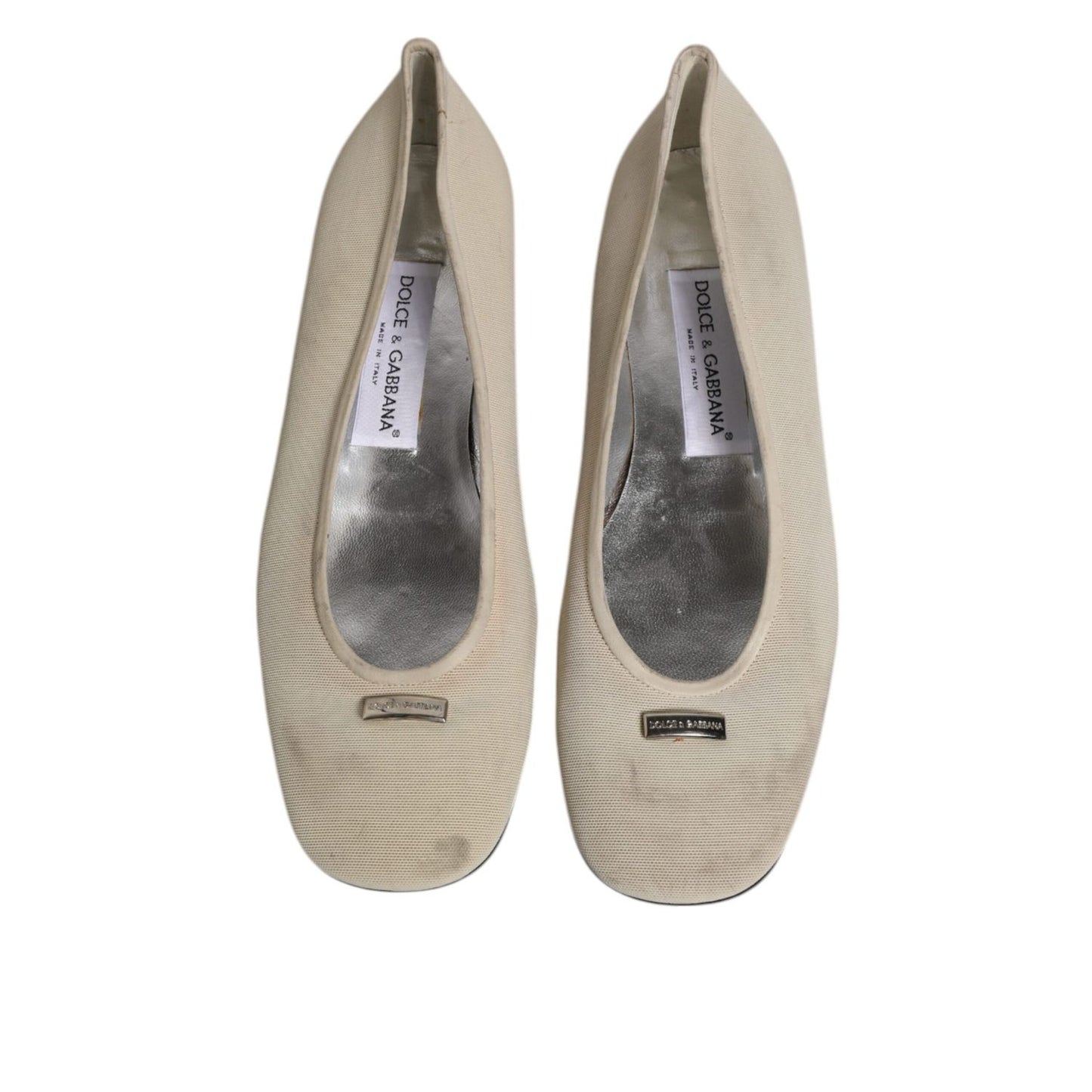 Dolce & Gabbana Beige Fabric Slip On Ballerina Flats Shoes Dolce & Gabbana