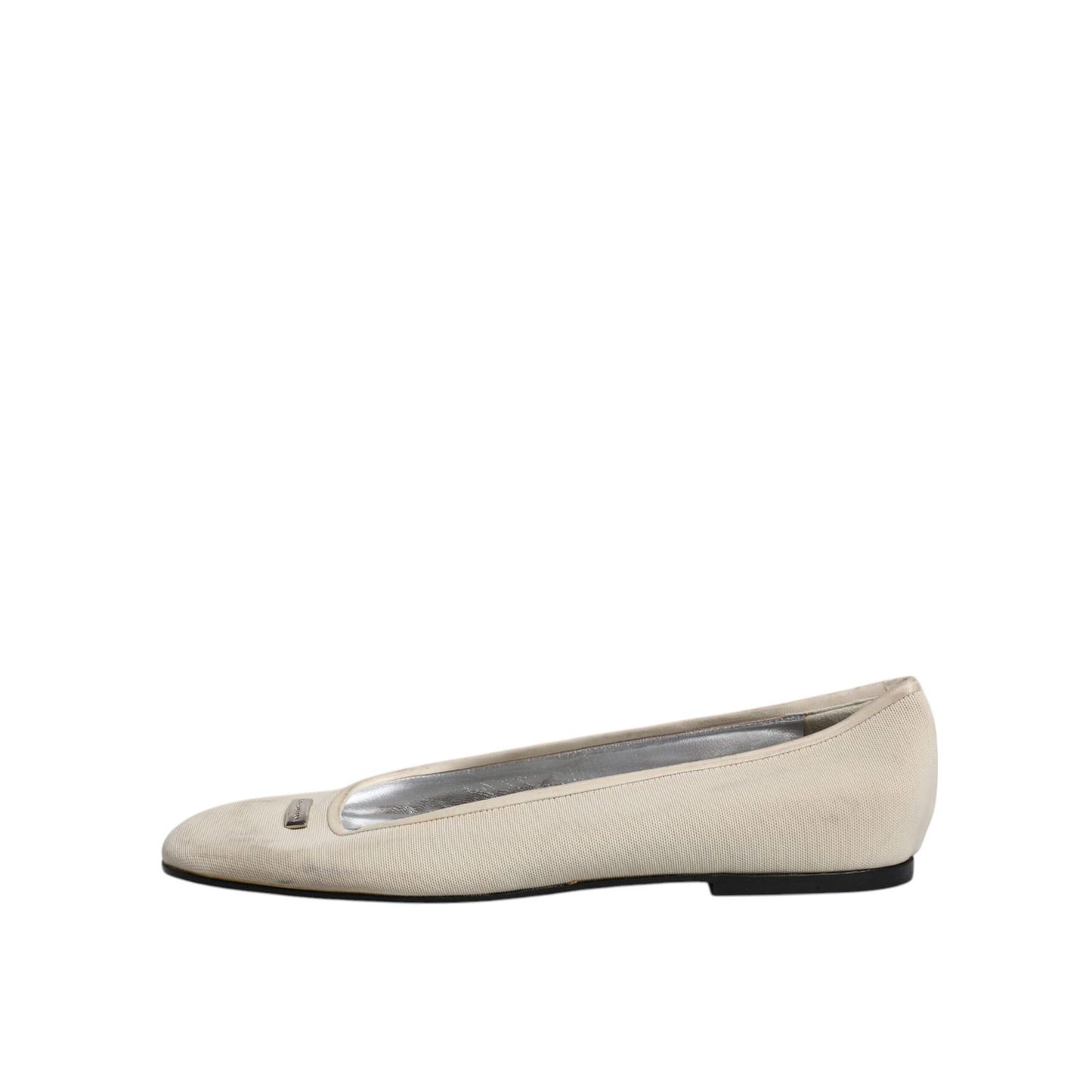 Dolce & Gabbana Beige Fabric Slip On Ballerina Flats Shoes Dolce & Gabbana