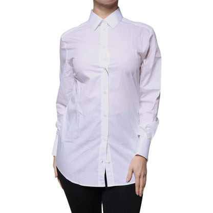 Dolce & Gabbana White Cotton Collared Long Sleeves Shirt Top Dolce & Gabbana