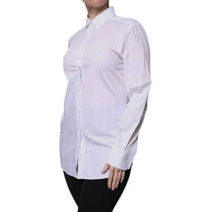 Dolce & Gabbana White Cotton Collared Long Sleeves Shirt Top Dolce & Gabbana