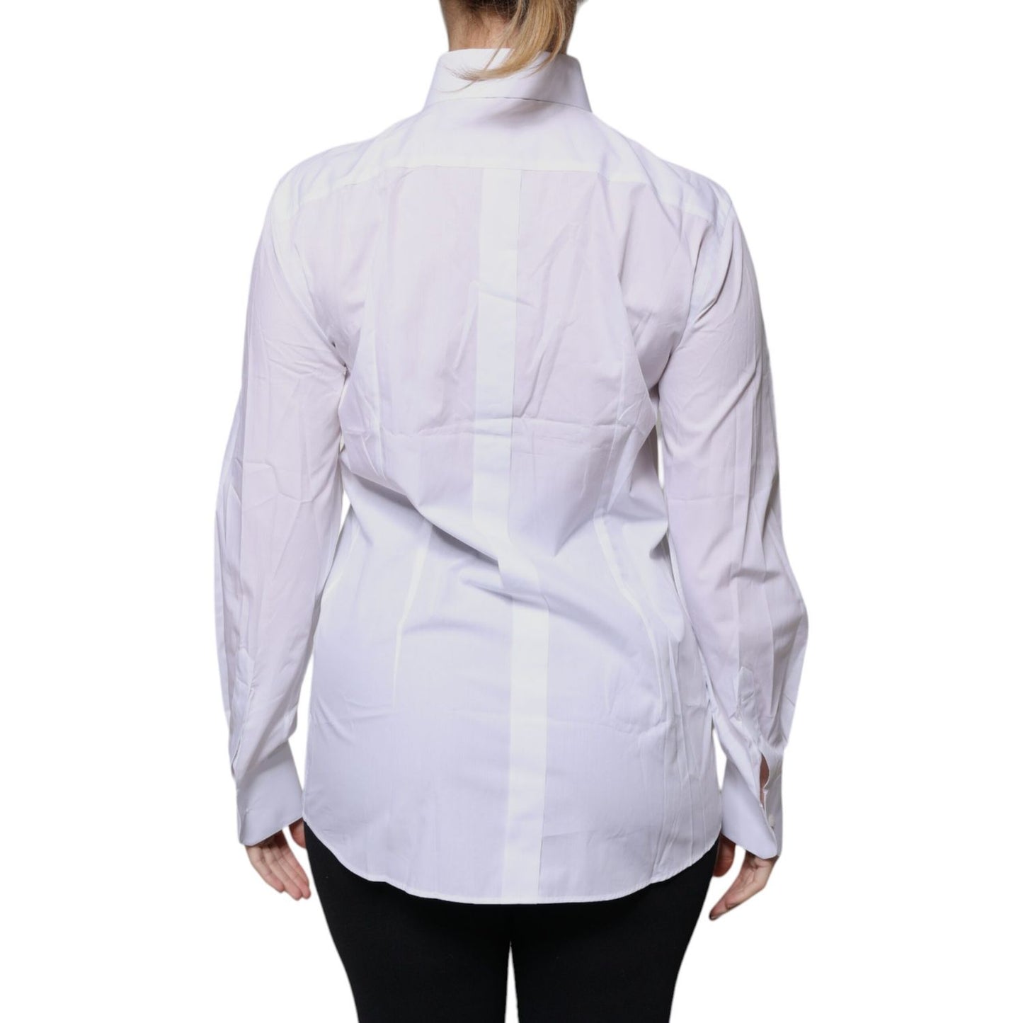 Dolce & Gabbana White Cotton Collared Long Sleeves Shirt Top Dolce & Gabbana