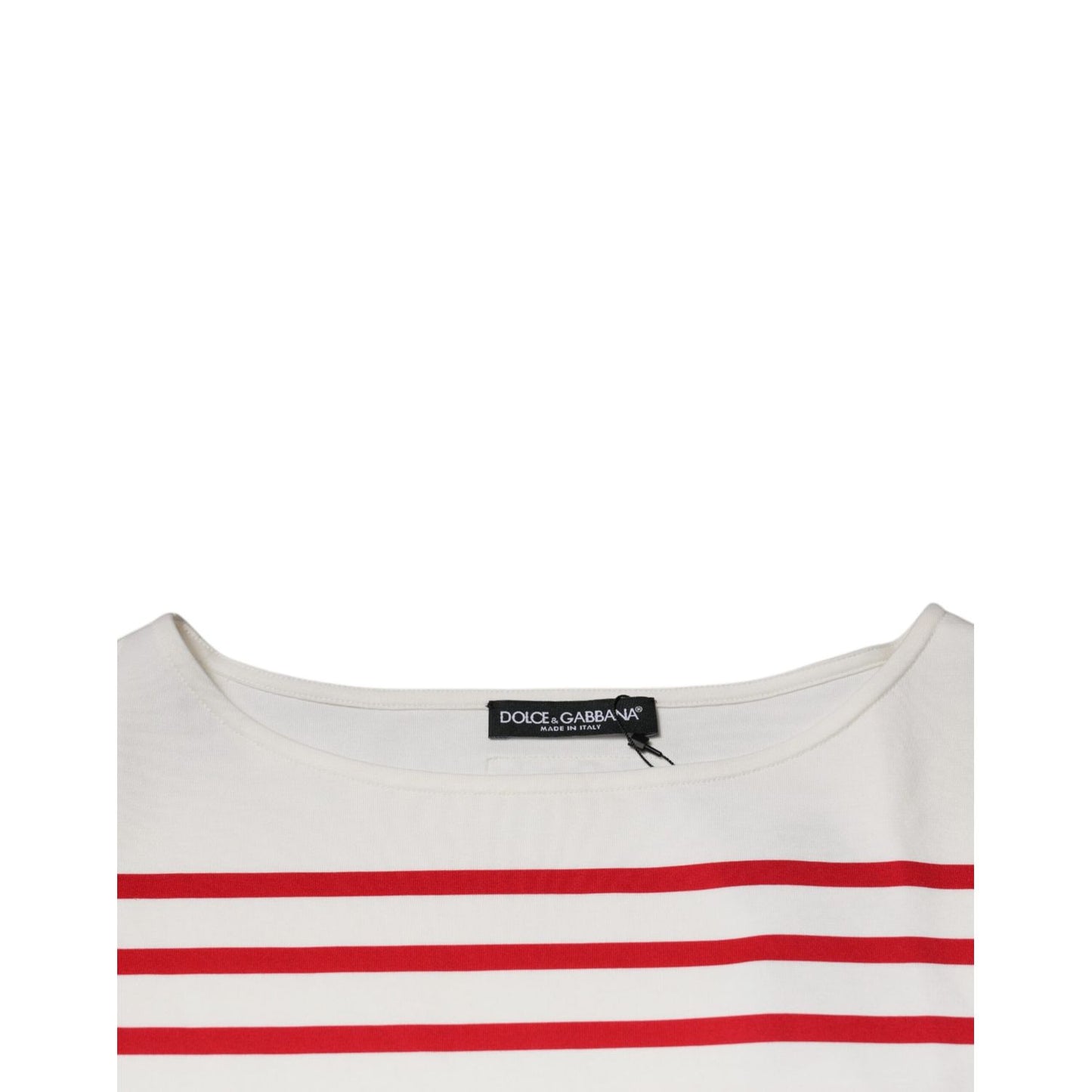 Dolce & Gabbana White Red Stripes Cotton Long Sleeves Top