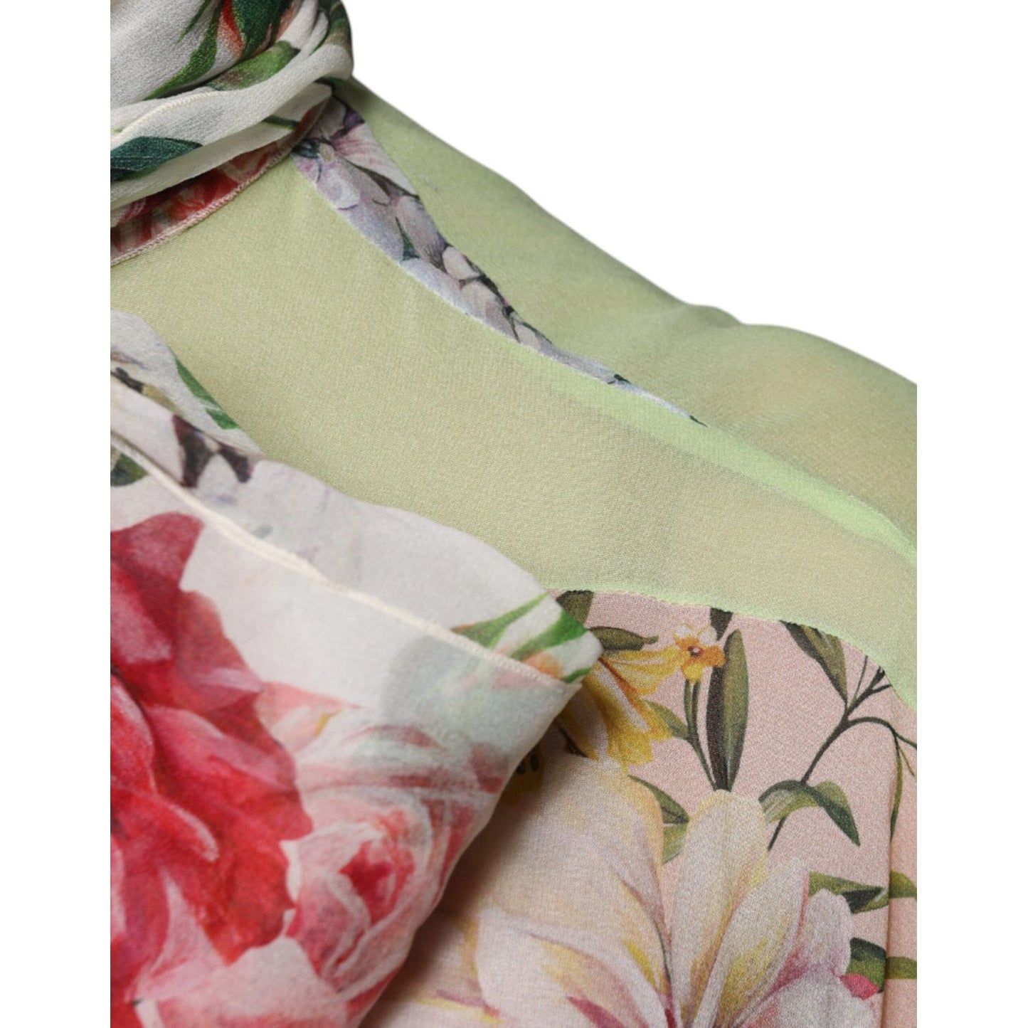 Dolce & Gabbana Multicolor Floral Patchwork Ascot Collar Top Dolce & Gabbana