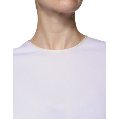 Dolce & Gabbana White Cotton Silk Round Neck Wrap Blouse Top