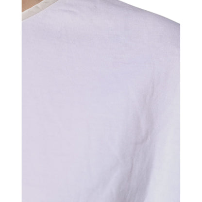 Dolce & Gabbana White Cotton Silk Round Neck Wrap Blouse Top