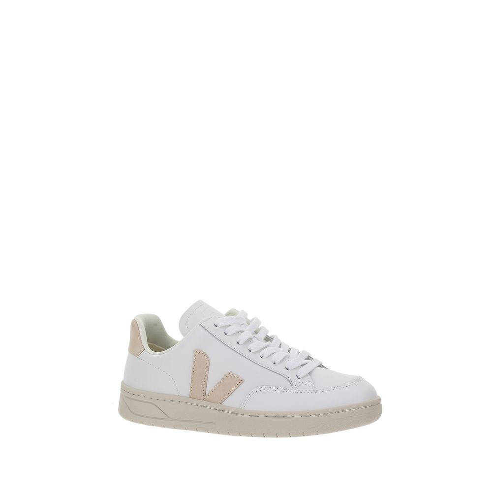 Veja White Rubber Low Top Sneakers with calfskin, lace-up design, contrasting logo, AW25 collection.