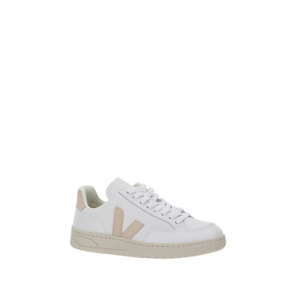 Veja White Rubber Low Top Sneakers with calfskin, lace-up design, contrasting logo, AW25 collection.