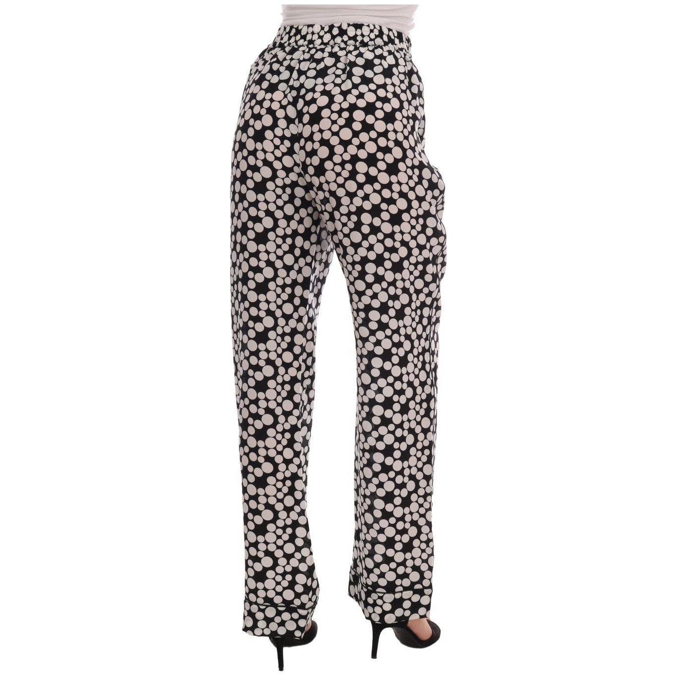 Dolce & Gabbana Black White Polka Dottes Silk Pants Jeans & Pants