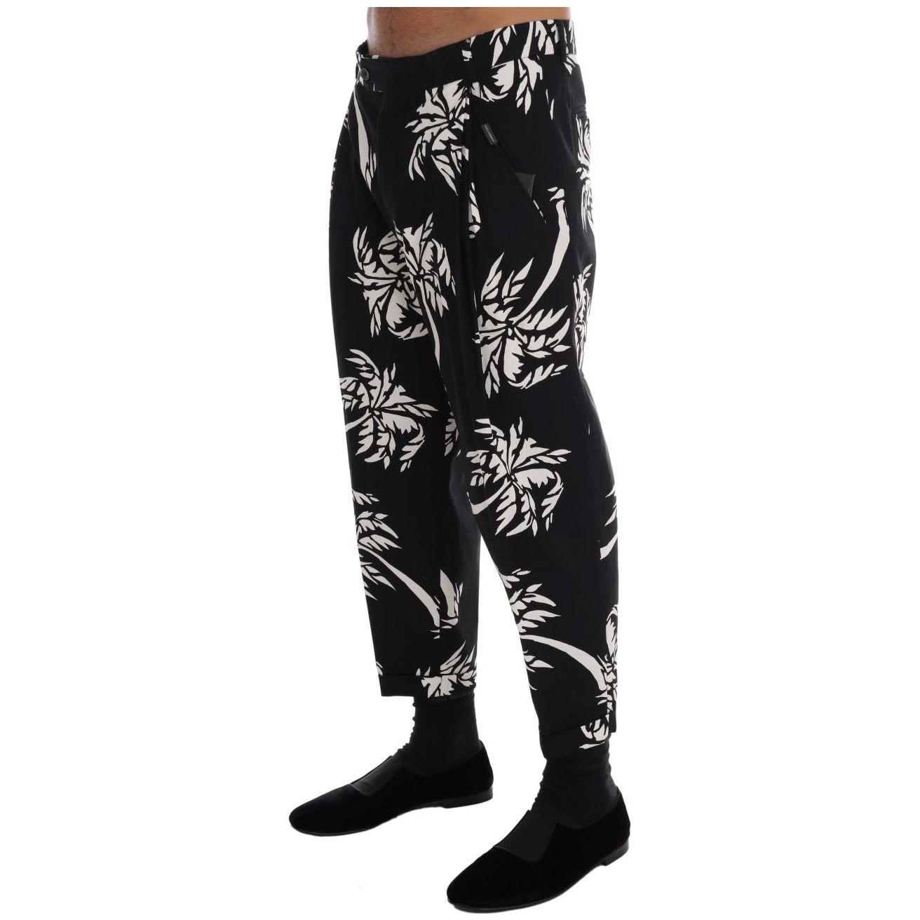 Dolce & Gabbana Black Tree Cotton Stretch Pants Jeans & Pants