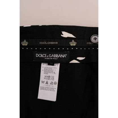 Dolce & Gabbana Black Tree Cotton Stretch Pants Jeans & Pants