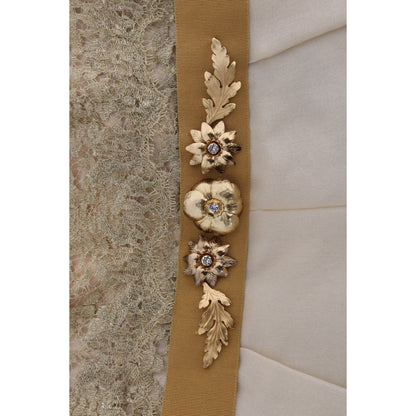 Dolce & Gabbana Gold Silk Crystal Embellished Dress