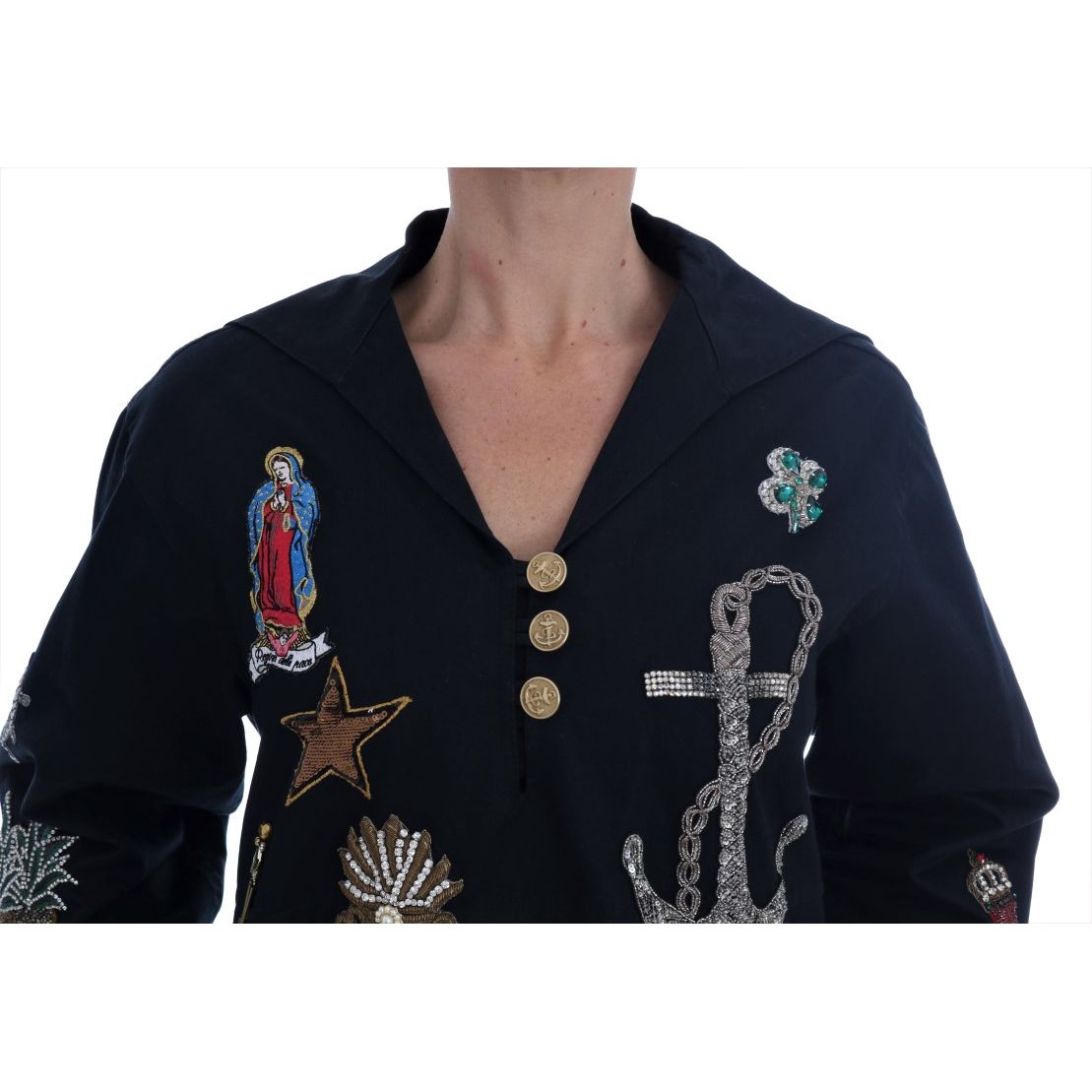 Dolce & Gabbana Blue Crystal MAMMA Sicily Jacket