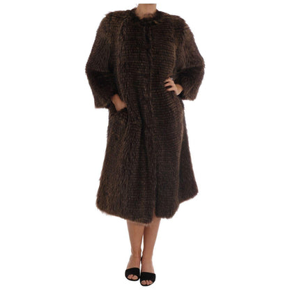 Dolce & Gabbana Brown Raccoon Fur Coat Jacket Coats & Jackets