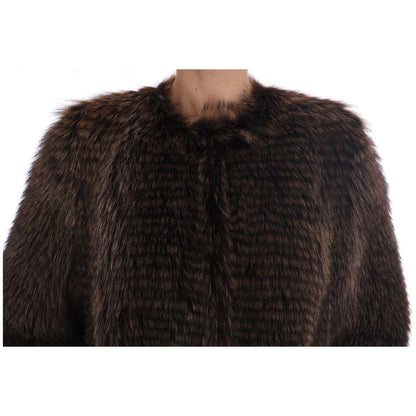 Dolce & Gabbana Brown Raccoon Fur Coat Jacket Coats & Jackets