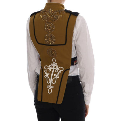 Dolce & Gabbana Yellow Crystal Cross Vest Jacket Vest Jacket