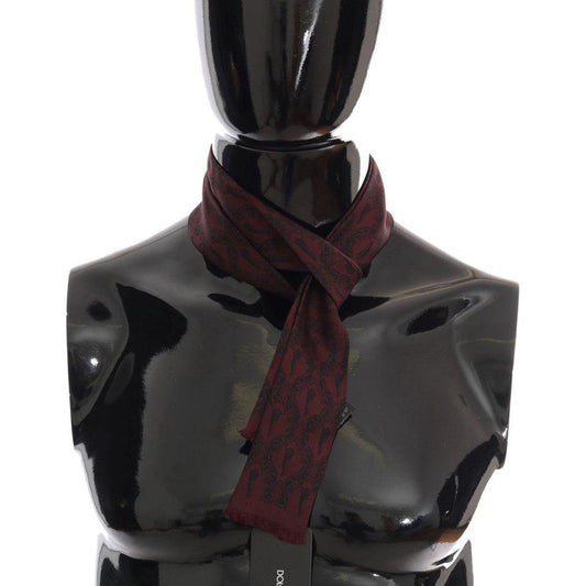 Dolce & Gabbana Bordeaux Silk Crown Chili Scarf MS2114