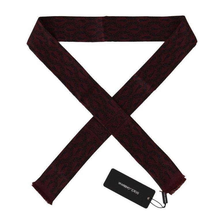 Dolce & Gabbana Bordeaux Silk Crown Chili Scarf MS2114