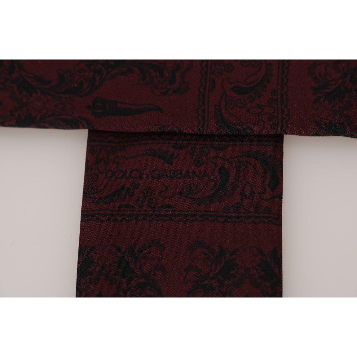 Dolce & Gabbana Bordeaux Silk Crown Chili Scarf MS2114