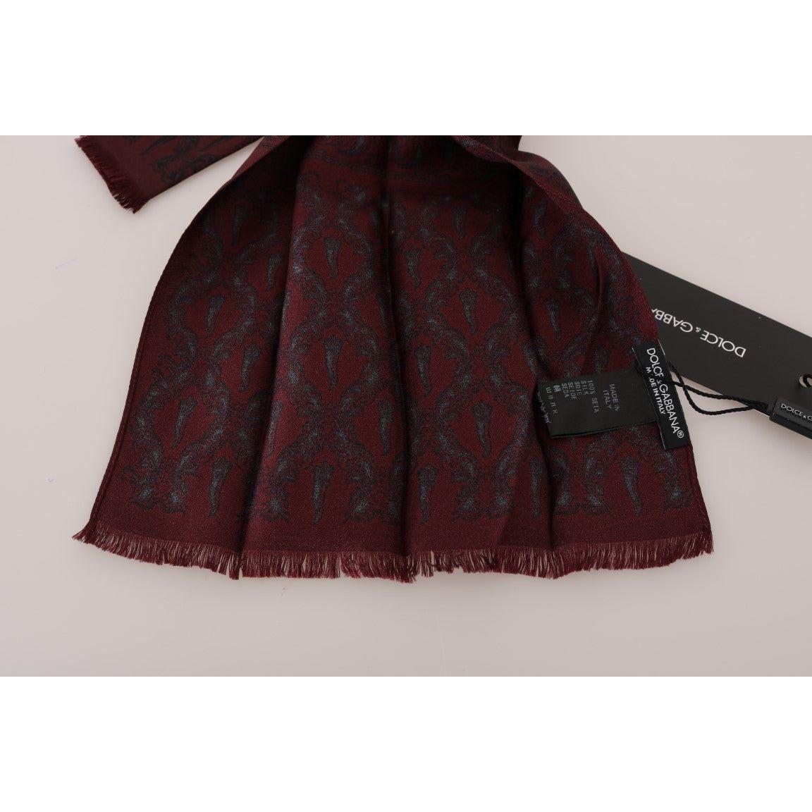 Dolce & Gabbana Bordeaux Silk Crown Chili Scarf MS2114