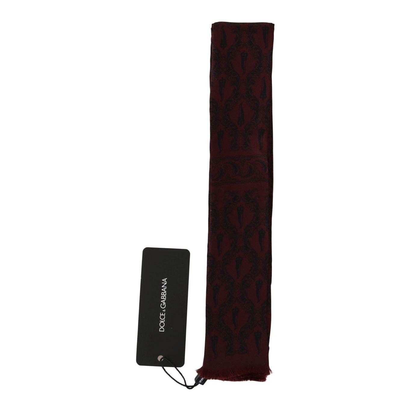 Dolce & Gabbana Bordeaux Silk Crown Chili Scarf MS2114