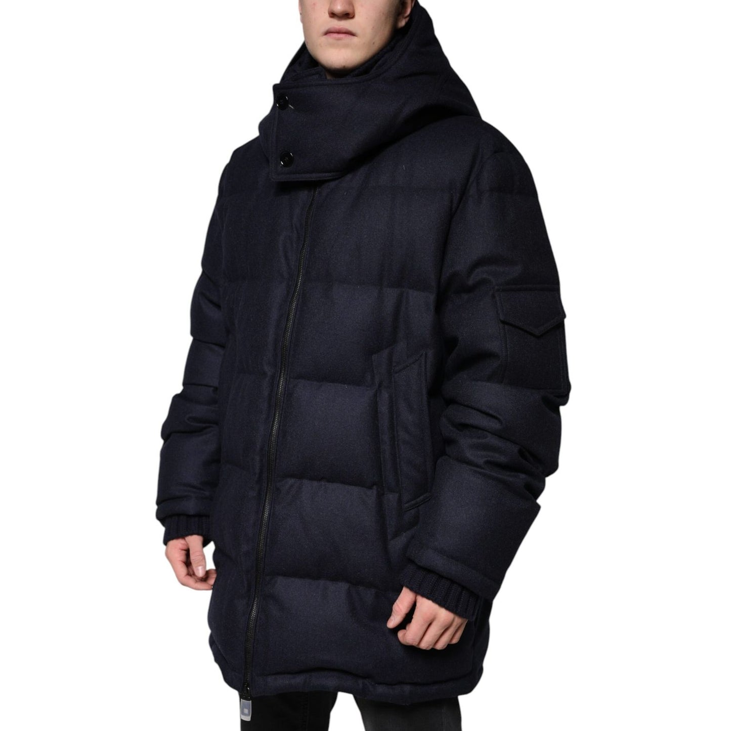 Dolce & Gabbana Black Nylon Hooded Puffer Men Coat Jacket