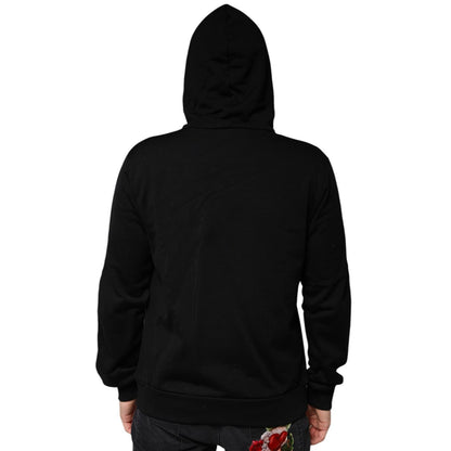 Dolce & Gabbana Black Crown Cotton Hooded Sweatshirt Sweater Dolce & Gabbana