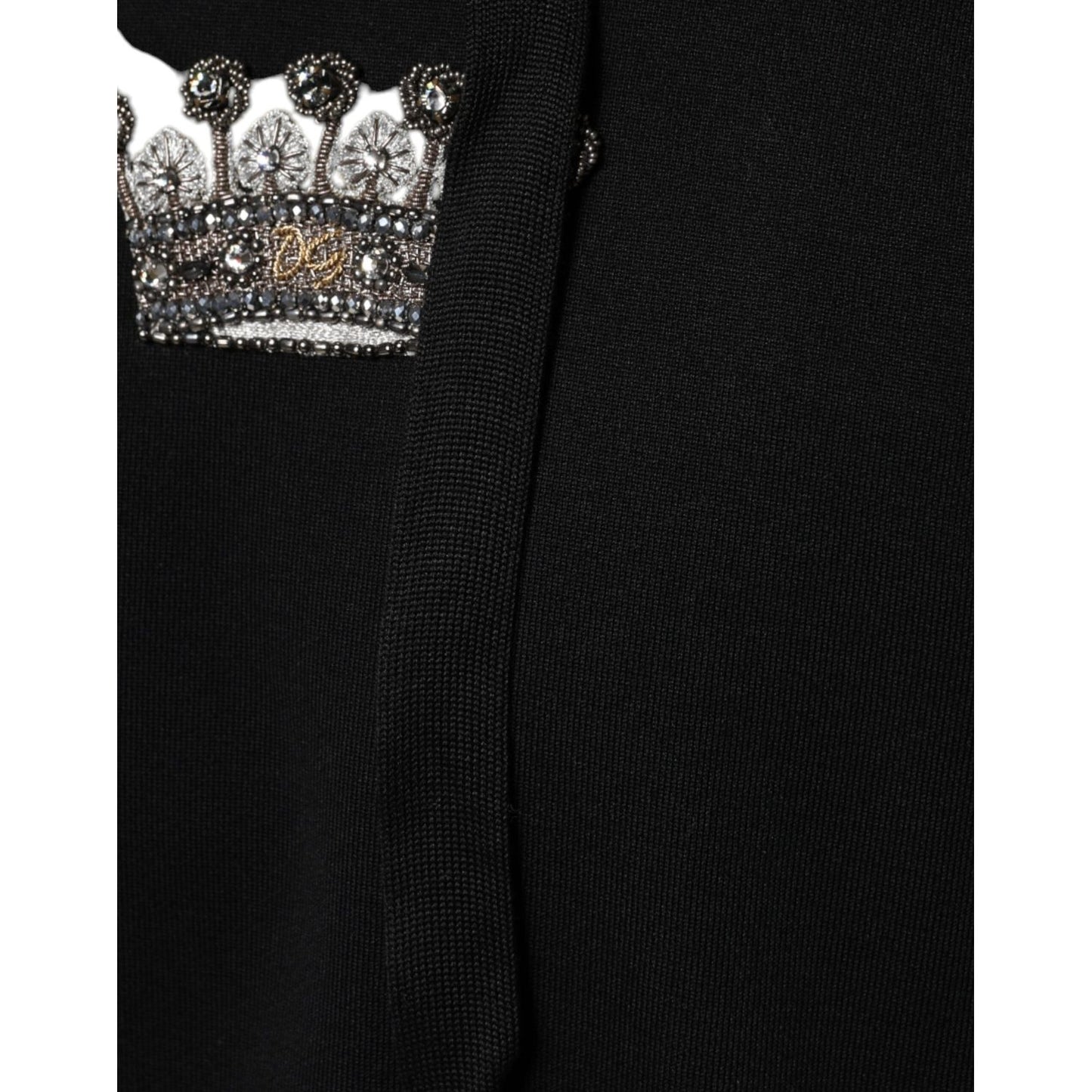 Dolce & Gabbana Black Crown Cotton Hooded Sweatshirt Sweater Dolce & Gabbana