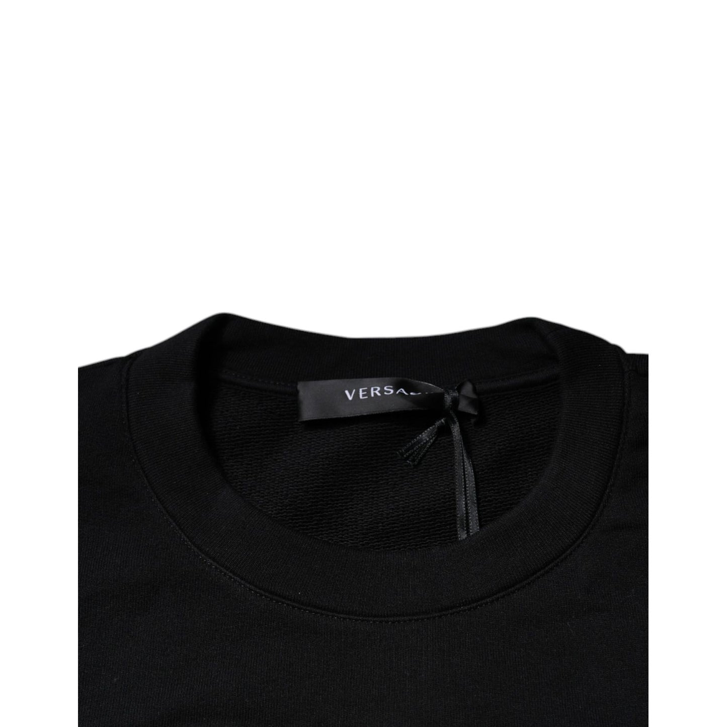 Versace Black Medusa Embroidery Crew Neck Pullover Sweater