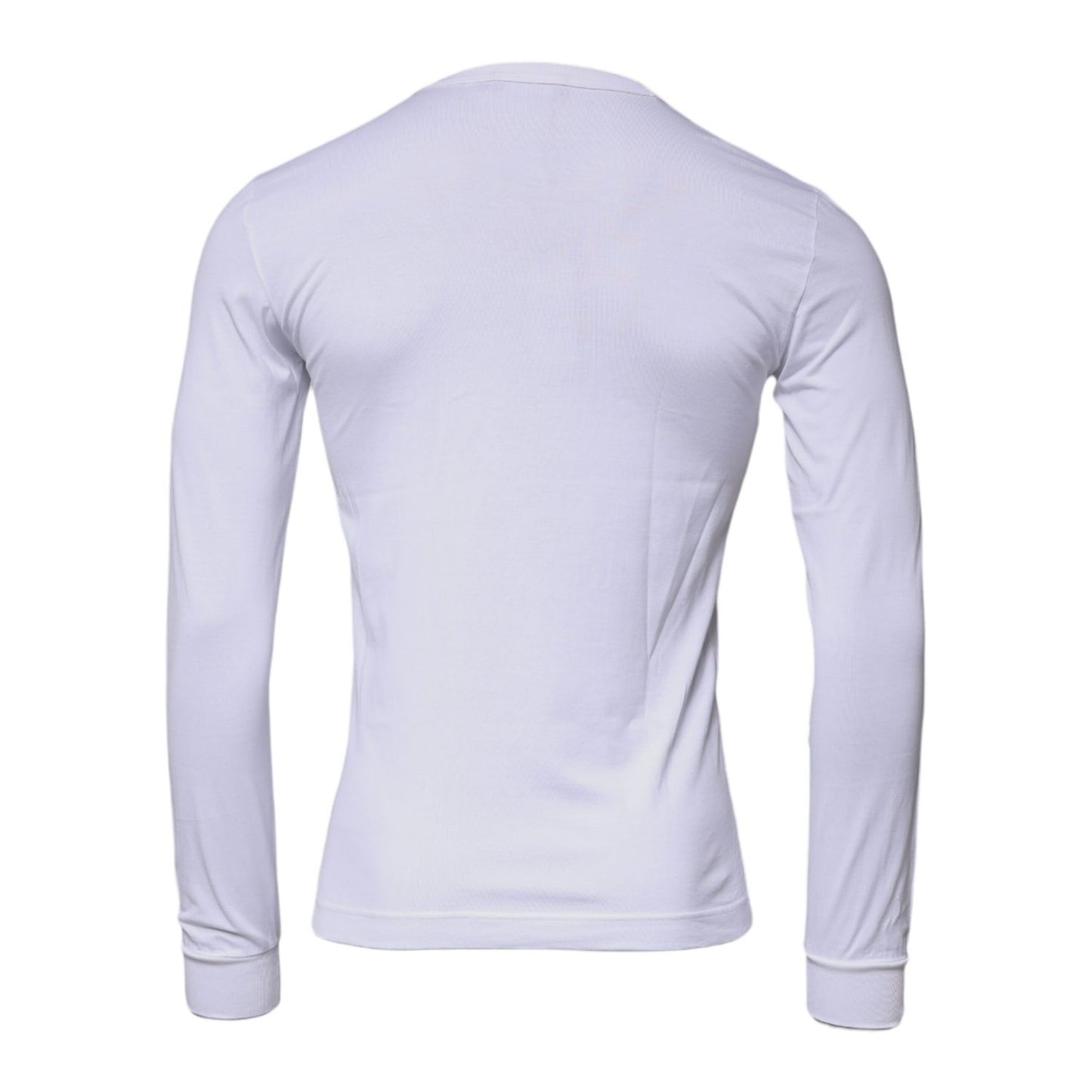 Dolce & Gabbana White Crown Crew Neck Cotton Pullover Sweater