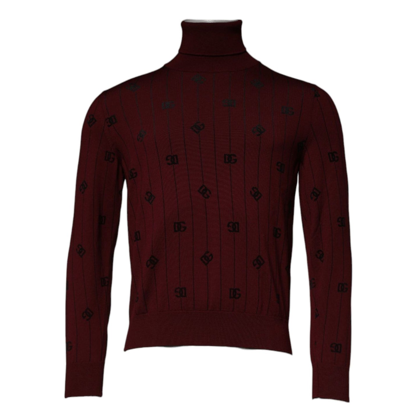 Dolce & Gabbana Maroon Monogram Turtleneck Pullover Sweater Dolce & Gabbana