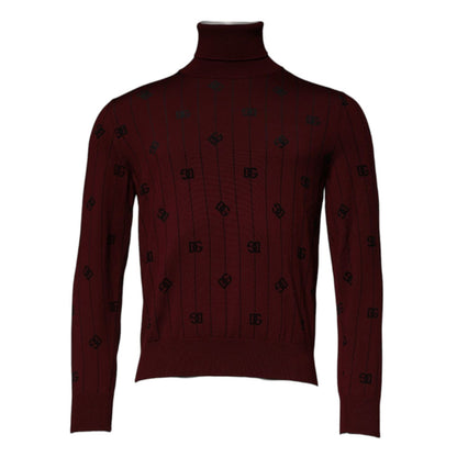 Dolce & Gabbana Maroon Monogram Turtleneck Pullover Sweater Dolce & Gabbana