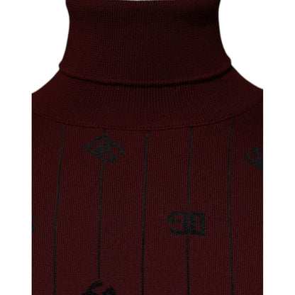 Dolce & Gabbana Maroon Monogram Turtleneck Pullover Sweater Dolce & Gabbana
