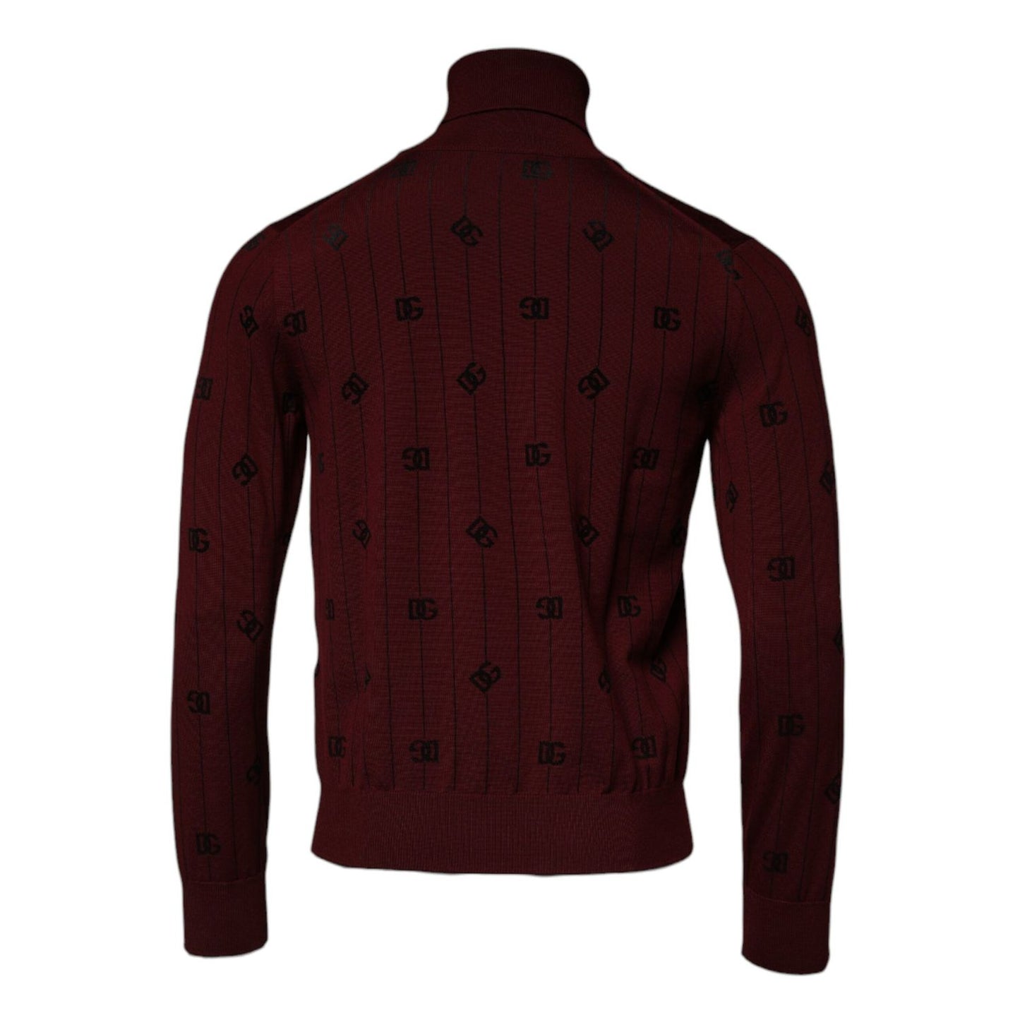 Dolce & Gabbana Maroon Monogram Turtleneck Pullover Sweater Dolce & Gabbana